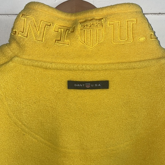 Vintage GANT USA Fleece Pullover Yellow Quarter Zip - Picture 2 of 8